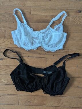 Primark Lace Underwire Bras — White & Black Duo